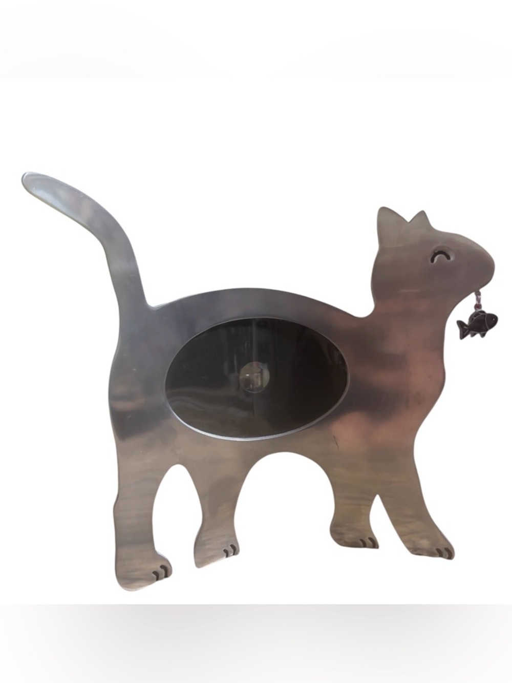 Cat-Shaped Metal Picture Frame Stand - Silver